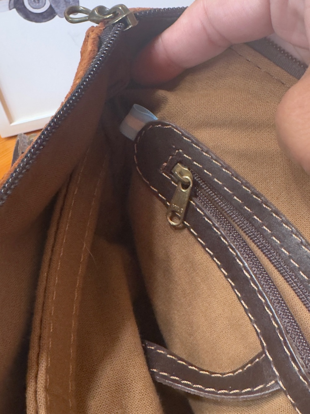 Chappai made Argentina Suede and Leather Trim Shoulder Bag in Brown - Picture 5 of 8